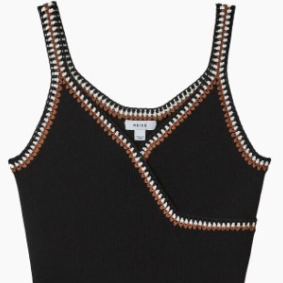 Reiss Kiki Surplice Tank - Camel and Black - Picture 2 of 4